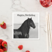 フリシアのブラックスタリオンホース スタンダードカクテルナプキン (インサイチュ)