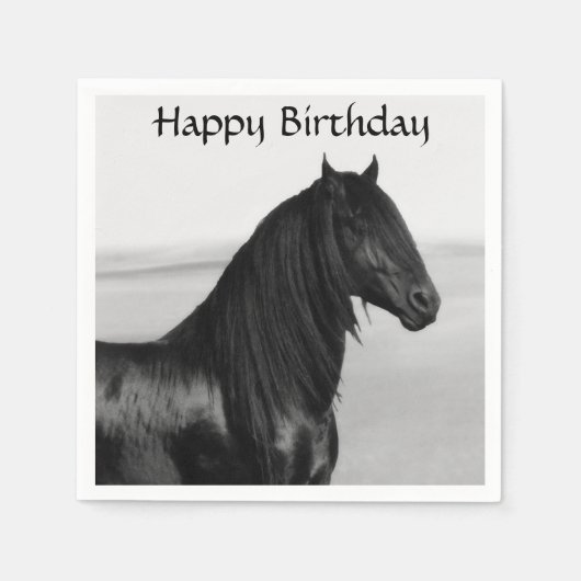 フリシアのブラックスタリオンホース スタンダードカクテルナプキン (正面)