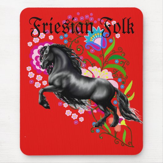 フリシアの牡馬、フォークの花 マウスパッド (正面)