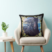 フリシアの馬の黒いスタリオンアット海 クッション (椅子)