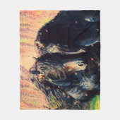 フリシアの馬、黒い牡馬/馬、藤 フリースブランケット (正面)