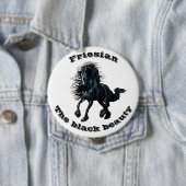 フリシアの馬、黒い美しいのスタリオン 缶バッジ (インサイチュ)