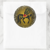 フリシアフォークブラックスタリオン/美しい、雪、金ゴールド ラウンドシール (バッグ)