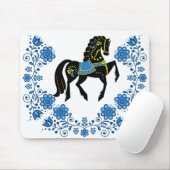 フリシアフォーク馬ブルー/金ゴールド/ブラックスタリオン マウスパッド (マウス)