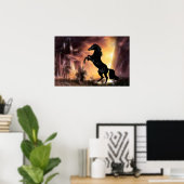 フリシアンスタリオンの馬の飼育 ポスター (ホームオフィス)