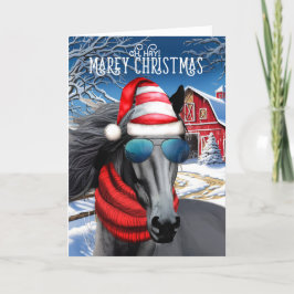 フリシアンブラックホースMAREイおもしろいクリスマス シーズンカード