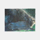 フリシアンブラック美しい馬スタリオン フリースブランケット (正面(横))