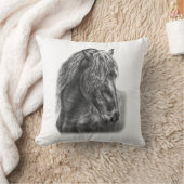 フリシアンホースポートレートウェーブマネ クッション (ブランケット)