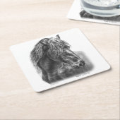 フリシアンホースポートレートウェーブマネ スクエアペーパーコースター (アングル)