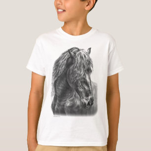 フリシアンホースポートレートウェーブマネ Tシャツ