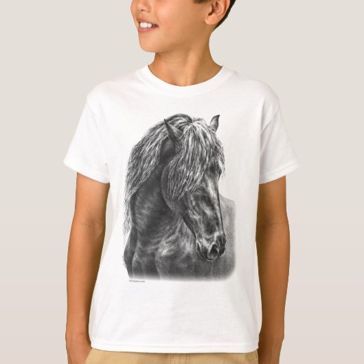 フリシアンホースポートレートウェーブマネ Tシャツ (正面)