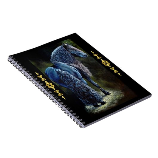 フリシア人はスポットライトを当てて馬絵画を止め、 ノートブック (右側)