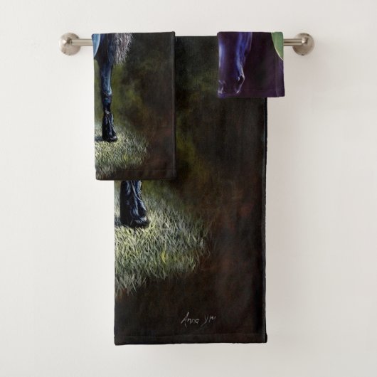フリシア人はスポットライトを当てて馬絵画を止め、 バスタオルセット (インサイチュ)