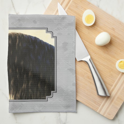 フリシア荷車を引くスホースシルバーグレー キッチンタオル (四つ折り)