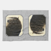 フリシア荷車を引くスホースシルバーグレー キッチンタオル (横)