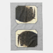 フリシア荷車を引くスホースシルバーグレー キッチンタオル (縦)