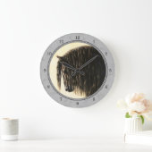 フリシア荷車を引くスホースシルバーグレー ラージ壁時計 (ホーム)