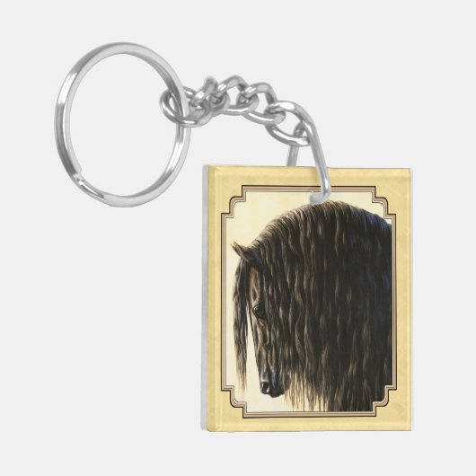 フリシア荷車を引く馬イエロー キーホルダー (正面左)