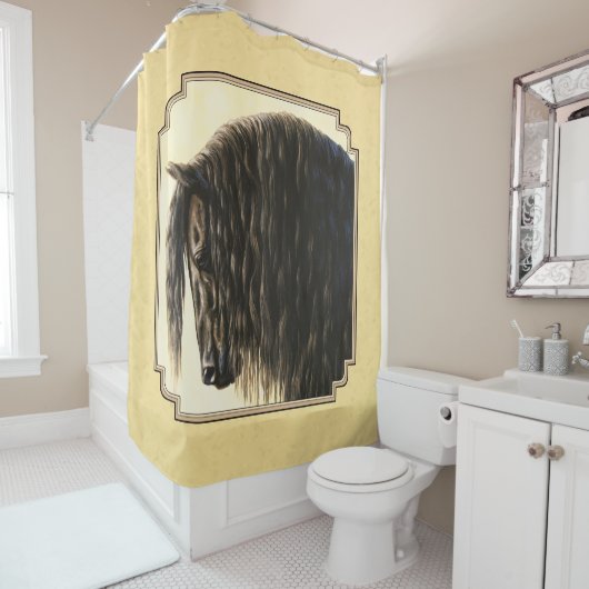 フリシア荷車を引く馬イエロー シャワーカーテン (インサイチュ)