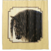 フリシア荷車を引く馬イエロー シャワーカーテン (正面)