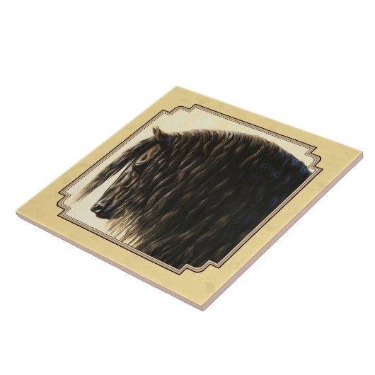 フリシア荷車を引く馬イエロー タイル (側面)