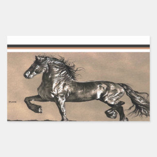 フリシア馬のステッカー 長方形シール