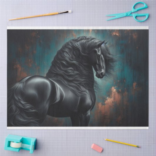 フリシア馬ゴシック戦争の馬のデコパージュ 薄葉紙 (クラフト)