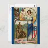 フリジアンキャップ、シールド&イーグル付きコロンビア ポストカード (正面/裏面)