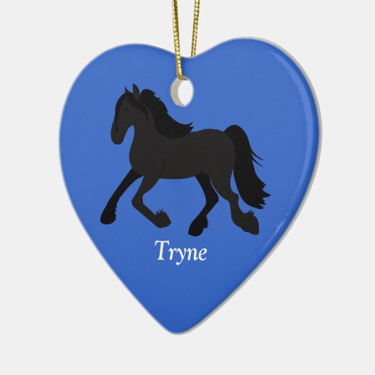 フリジアン温血オランダカスタム馬オーナメント セラミックオーナメント (左)