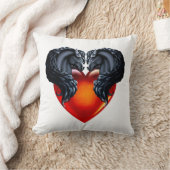 フリジアン馬/黒フリジアンスタリオン/赤いハート3 クッション (ブランケット)