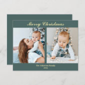 フリスсマスフォトカードミントターコイズ&バニラ シーズンカード (正面/裏面)