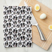 フリスキー縁どスコティットコリー羊の犬ペットの子犬 キッチンタオル (四つ折り)