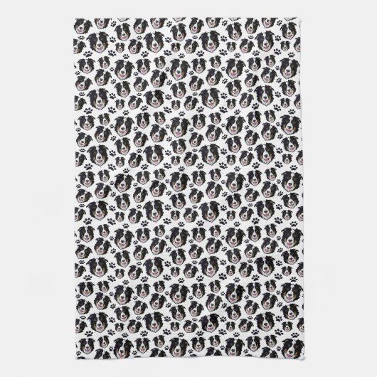 フリスキー縁どスコティットコリー羊の犬ペットの子犬 キッチンタオル (縦)