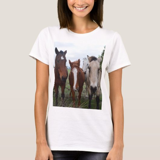 フリスクな髪、4頭の馬の仲間。 Tシャツ (正面)