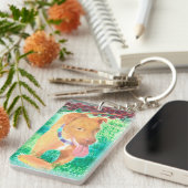 フリスビーとバラの犬 キーホルダー (正面右)