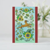 フリスビーのノートカードを取る茶色のプードル サンキューカード (スタンド正面)