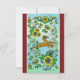 フリスビーのノートカードを取る茶色のプードル サンキューカード