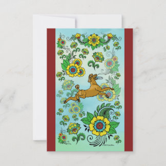 フリスビーのノートカードを取る茶色のプードル サンキューカード