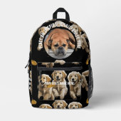 フリスビーを連れた丸い写真と文字犬 プリントバックパック (正面)