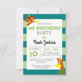 フリスビージャングルバースデーパーティー3x5招待状 招待状 (正面)