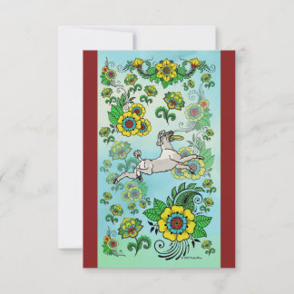 フリスビー札を取る白いプードル サンキューカード