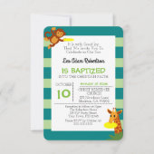 フリスビー ジャングル モンキー オーダーメイド 小さな洗礼 招待状 (正面)