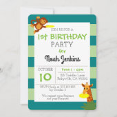 フリスビー ジャングル 誕生日 ティール パーティー 招待状 (正面)