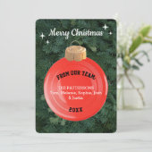 フリズビーファンのパーソナライズなオーナメントのクリスマスカード サンキューカード (スタンド正面)