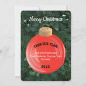 フリズビーファンのパーソナライズなオーナメントのクリスマスカード サンキューカード (正面)