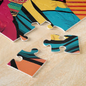 フリダカホポップ・アートのロアートポートレート-鮮やかカラー ジグソーパズル (側面)