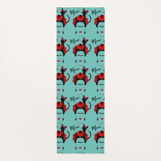 フリダカホポートレートと可愛いミウメキシコ猫 ヨガマット (正面)