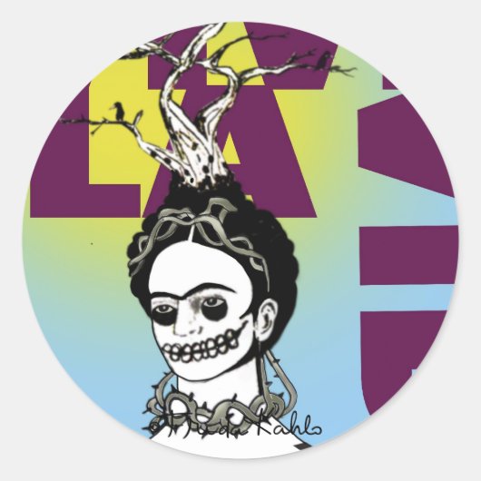 フリダカホロポップ・アートのアートポートレート ラウンドシール (正面)