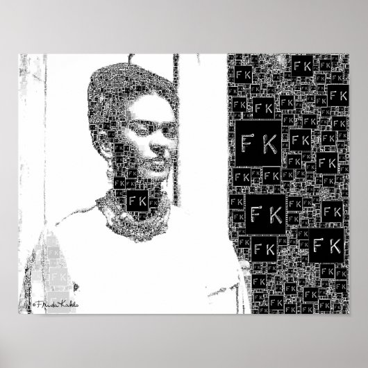 フリダカホローブラックアンドホワイトポートレート ポスター (正面)