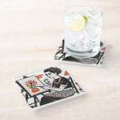 フリダカホ座絵画座のフローラデザインスタイル ガラスコースター (アングル)